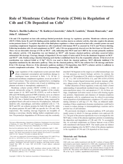 Role of Membrane Cofactor Protein (CD46) in