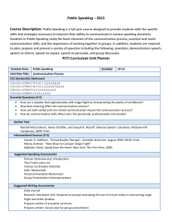Public Speaking &ndash; 2015 PCTI Curriculum Unit Planner
