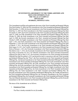 Seventeenth Amendment to the Third Amended and Restated