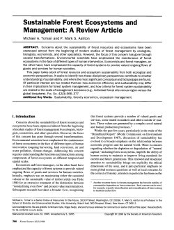 Sustainable Forest Ecosystems and Management