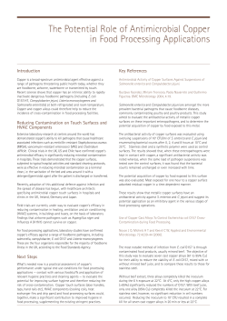 The Potential Role of Antimicrobial Copper in Food Processing