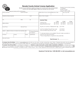Nevada County Animal License Application