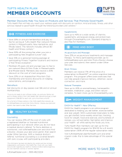 member discounts - Tufts Health Plan