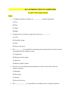 BCA-INTRODUCTION TO COMPUTERS For BCA Off Campus Stream