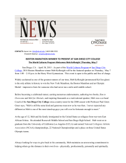 boston marathon winner to present at san diego city college