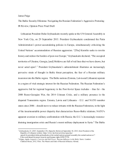 James Paige The Baltic Security Dilemma: Navigating the Russian