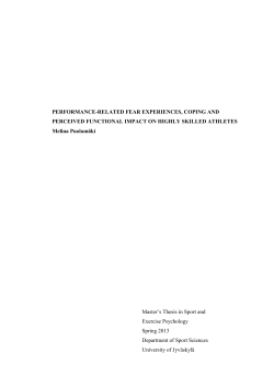 PERFORMANCE-RELATED FEAR EXPERIENCES, COPING AND