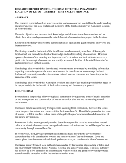 RESEARCH REPORT ON ECO &ndash; TOURISM POTENTIAL IN