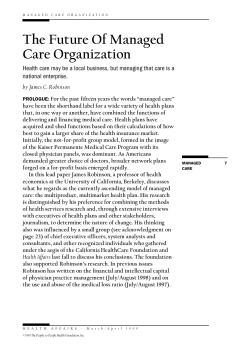 The Future Of Managed Care Organization
