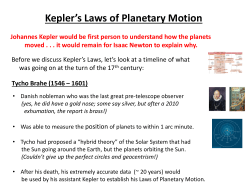 Kepler`s Laws of Planetary Motion