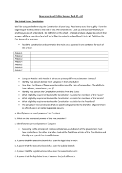 Government and Politics Summer Task AS