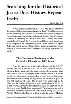 Searching for the Historical Jesus: Does History Repeat Itself?