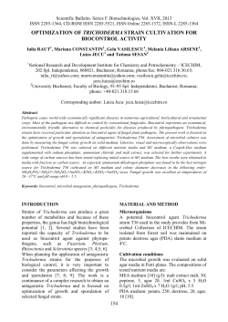Read full article - Scientific Bulletin Series F. Biotechnologies