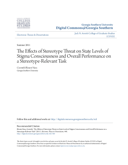 The Effects of Stereotype Threat on State Levels of Stigma