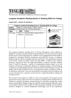 Longman Academic Reading Series 4: Reading Skills for - TESL-EJ