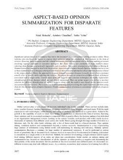 aspect-based opinion summarization for disparate features