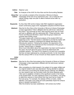 Author: Stephan Lane Title: An Analysis of the UIUC Ku Klux Klan