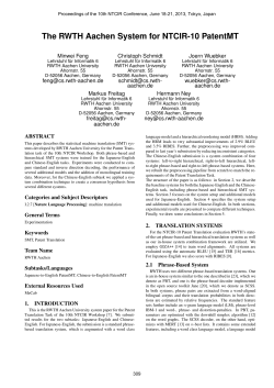 The RWTH Aachen System for NTCIR