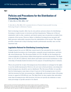 Policies and Procedures for the Distribution of Licensing