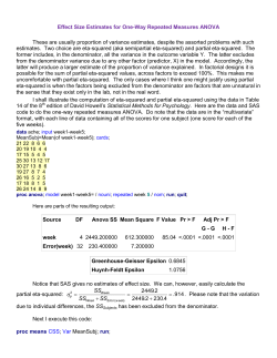 Eta-squared, One-Way Repeated Measures ANOVA
