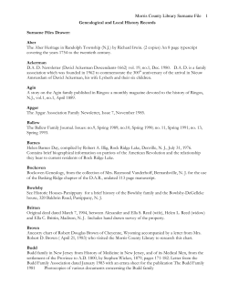 Morris County Library Surname File 1 Genealogical and Local