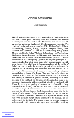 Paul Scherrer: Personal Reminiscences