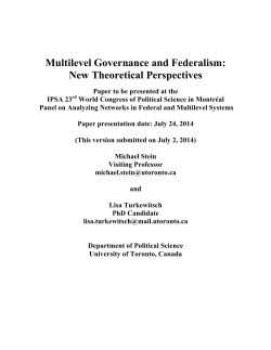 Multilevel Governance and Federalism: New Theoretical Perspectives