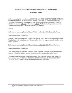 FINDING AND FIXING SENTENCE FRAGMENTS WORKSHEET By