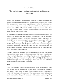 The earliest experiments on radioactivity and bacteria, 1897&ndash;1901