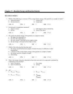 Chapter 17&mdash;Reaction Energy and Reaction Kinetics