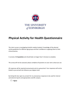 Physical Activity for Health Questionnaire