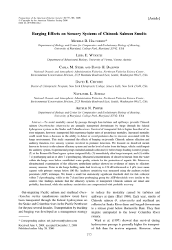 Barging Effects on Sensory Systems of Chinook Salmon Smolts
