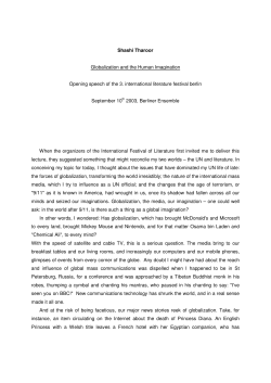 Shashi Tharoor Globalization and the Human Imagination Opening