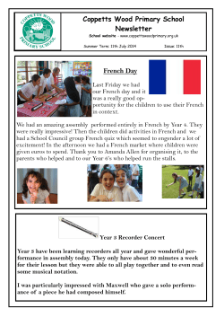 Coppetts Wood Primary School Newsletter French Day