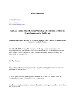 Media Release Kamala Harris Plays Politics With Rape Definition as