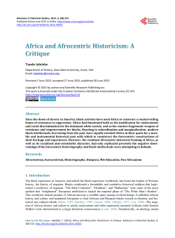 Africa and Afrocentric Historicism: A Critique
