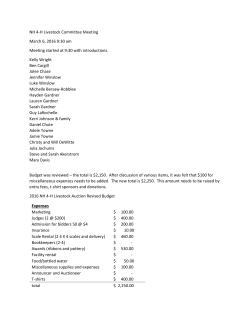 NH 4-H Livestock Committee Meeting March 6, 2016 9:30 am