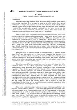 BREEDING FOR BIOTIC STRESS IN PLANTATION CROPS