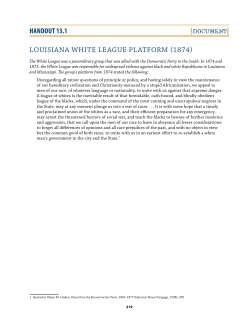 LoUISIAnA WHItE LEAgUE PLAtFoRm (1874)
