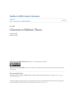 Characters in Bakhtin`s Theory