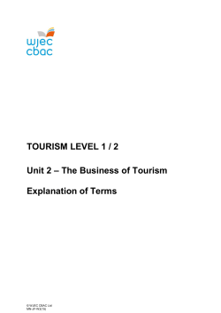 TOURISM LEVEL 1 / 2 Unit 2