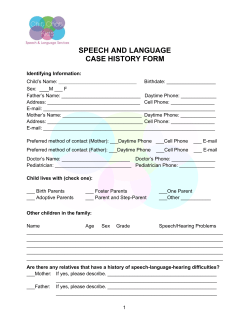 speech and language case history form
