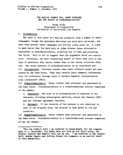 279 (Bee [JackendoU 1969]). - Studies in African Linguistics