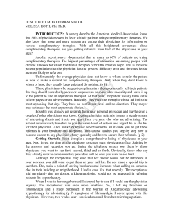 HOW TO GET MD REFERRALS BOOK MELISSA ROTH, Cht. Ph.D