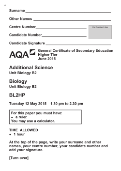 GCSE Additional Science/Biology Modified question paper