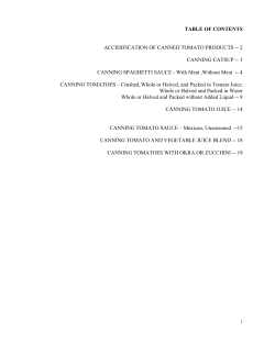 TABLE OF CONTENTS ACCIDIFICATION OF CANNED TOMATO