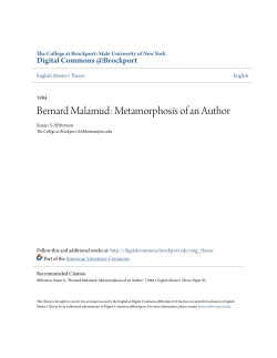 Bernard Malamud: Metamorphosis of an Author