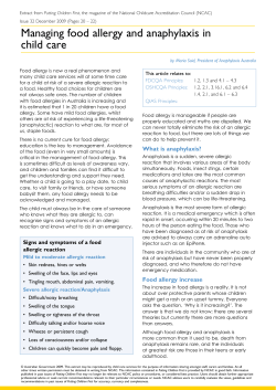 Managing food allergy and anaphylaxis in child care