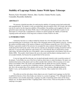 Stability of Lagrange Points: James Webb Space Telescope
