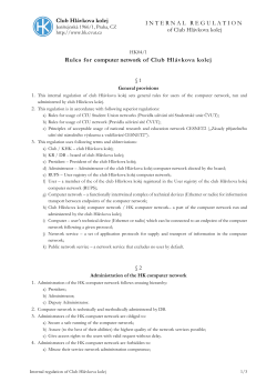 Club Hl&aacute;vkova kolej INTERNAL REGULATION of Club Hl&aacute;vkova